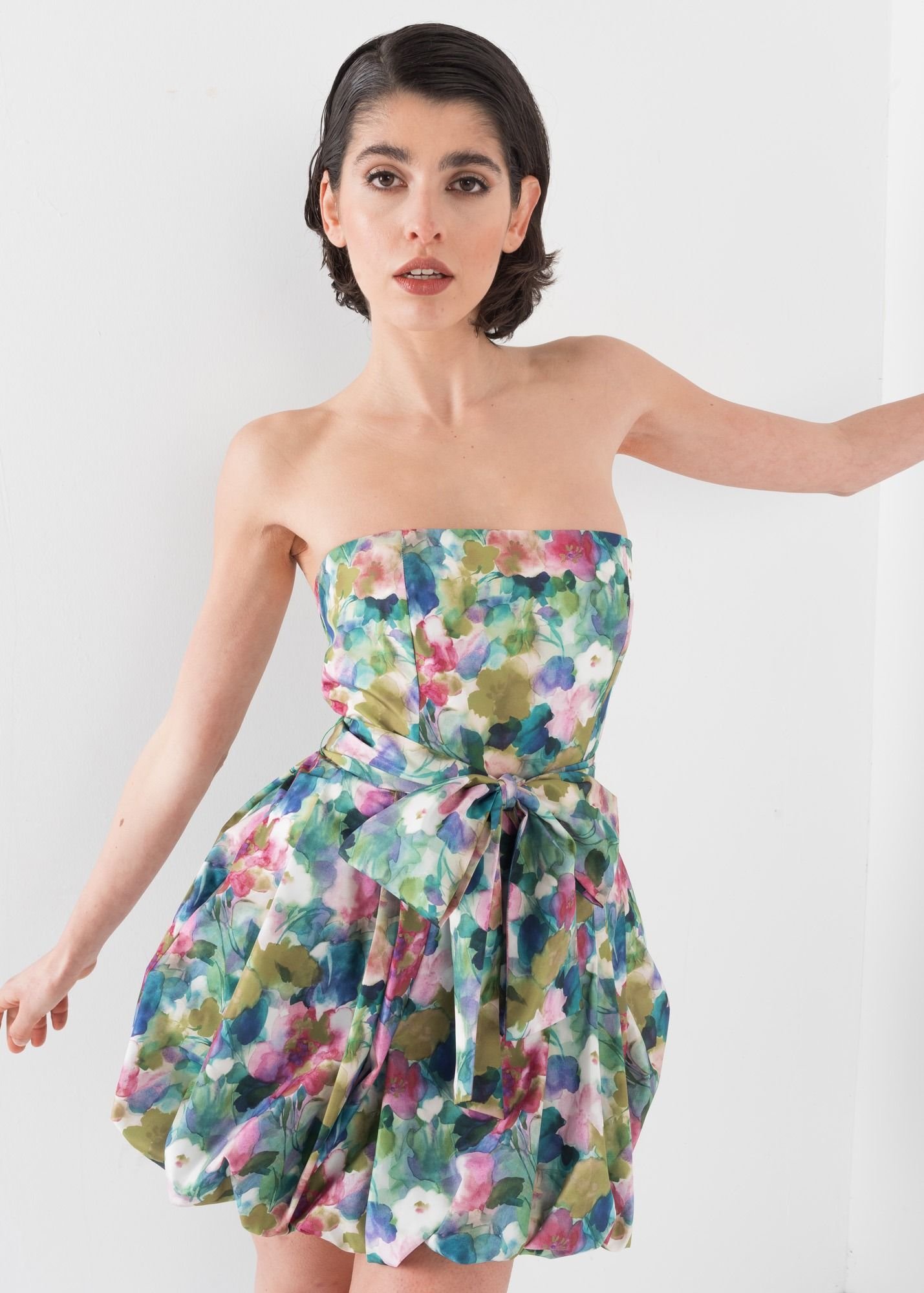 VESTIDO TAFETA FLORES - Imagen 2