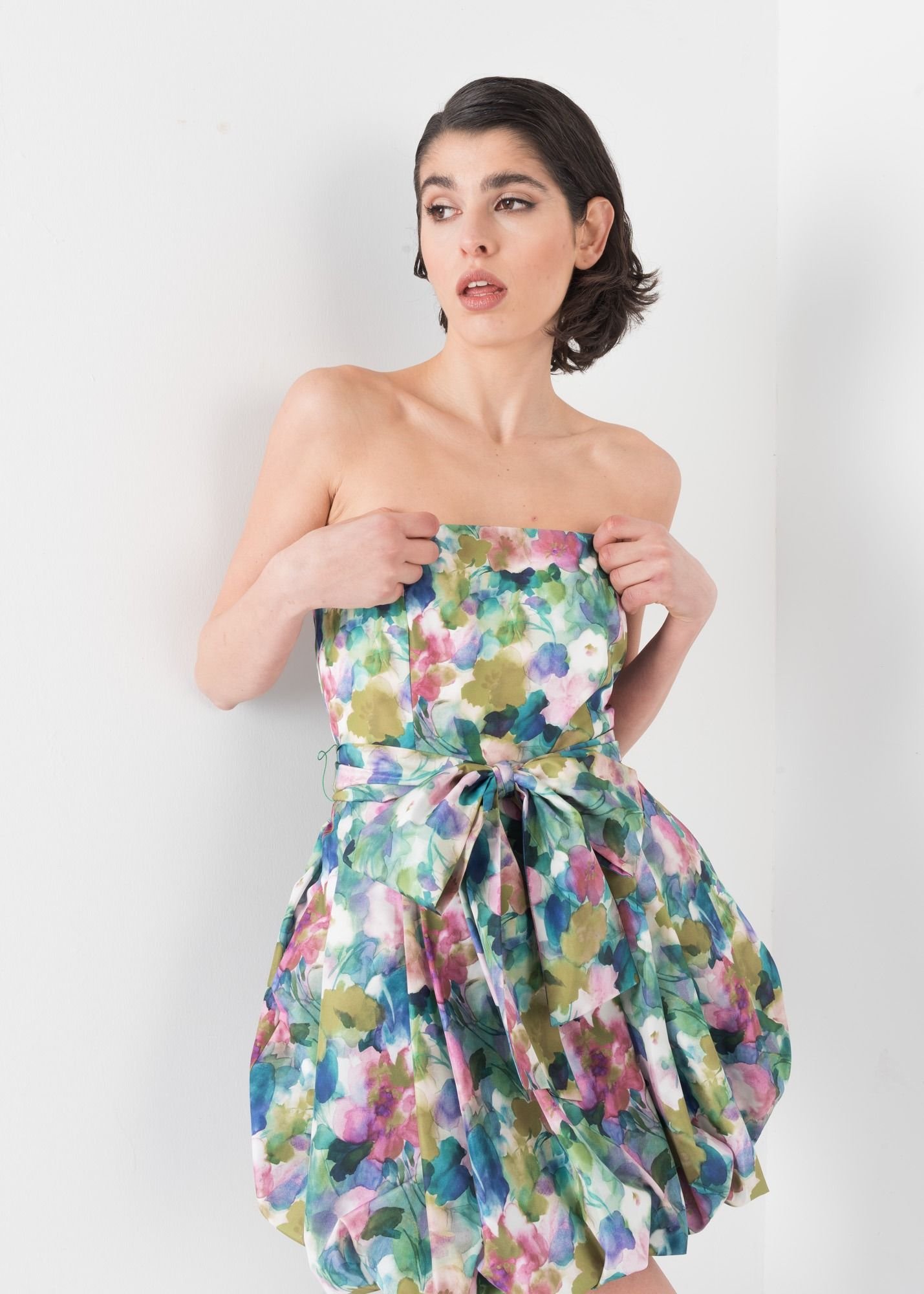 VESTIDO TAFETA FLORES - Imagen 3