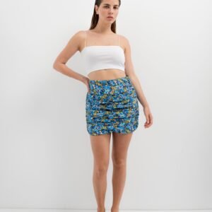 FALDA-MINI FRUNCES FLORES AZULES