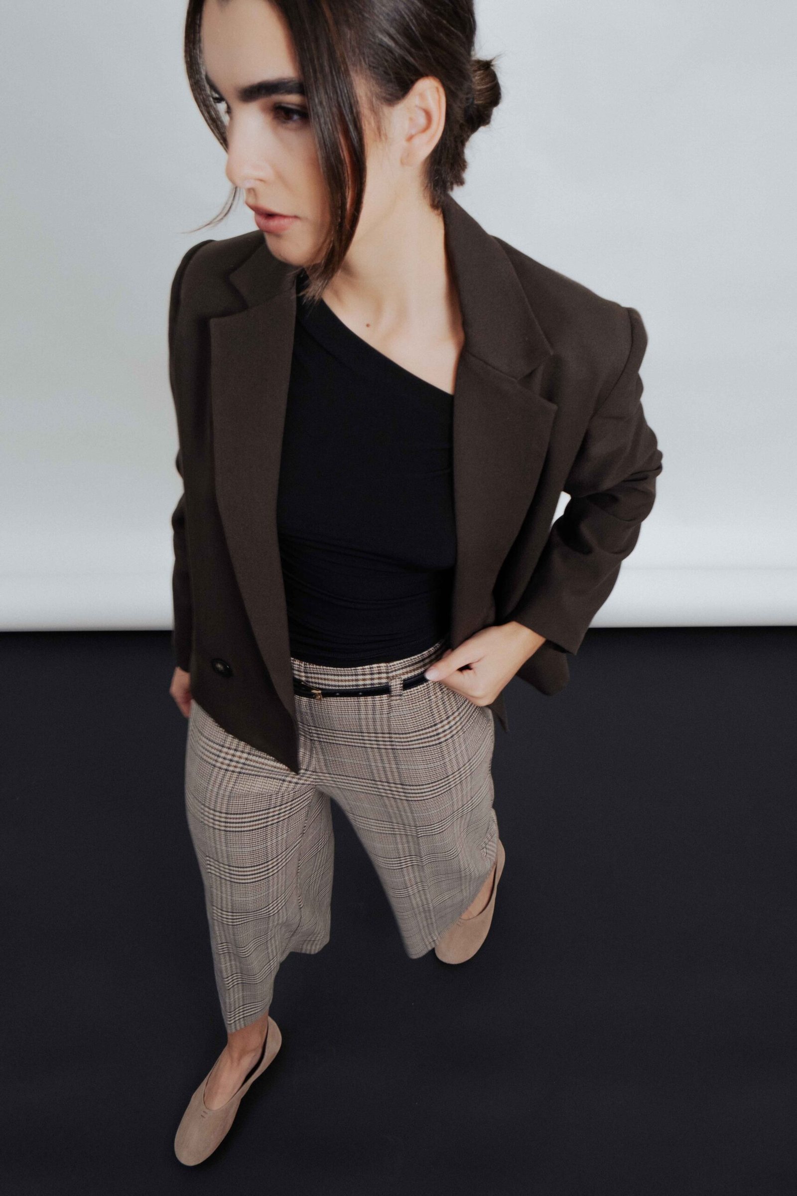 PANTALÓN CULOTTE CUADROS CINTURÓN - Imagen 3