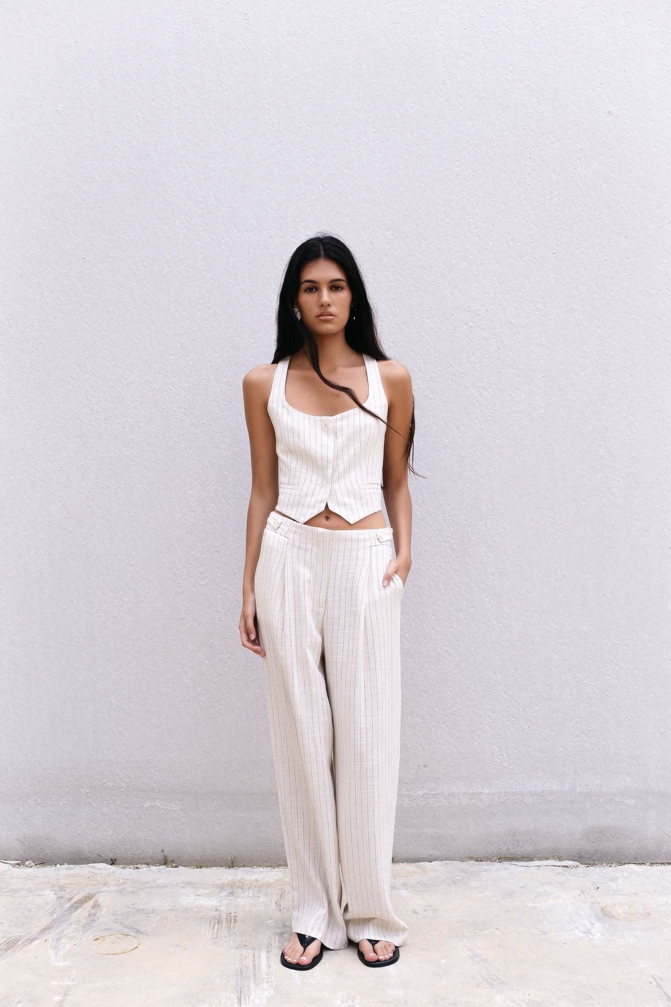 PANTALÓN LINO RAYA DIPLOMÁTICA