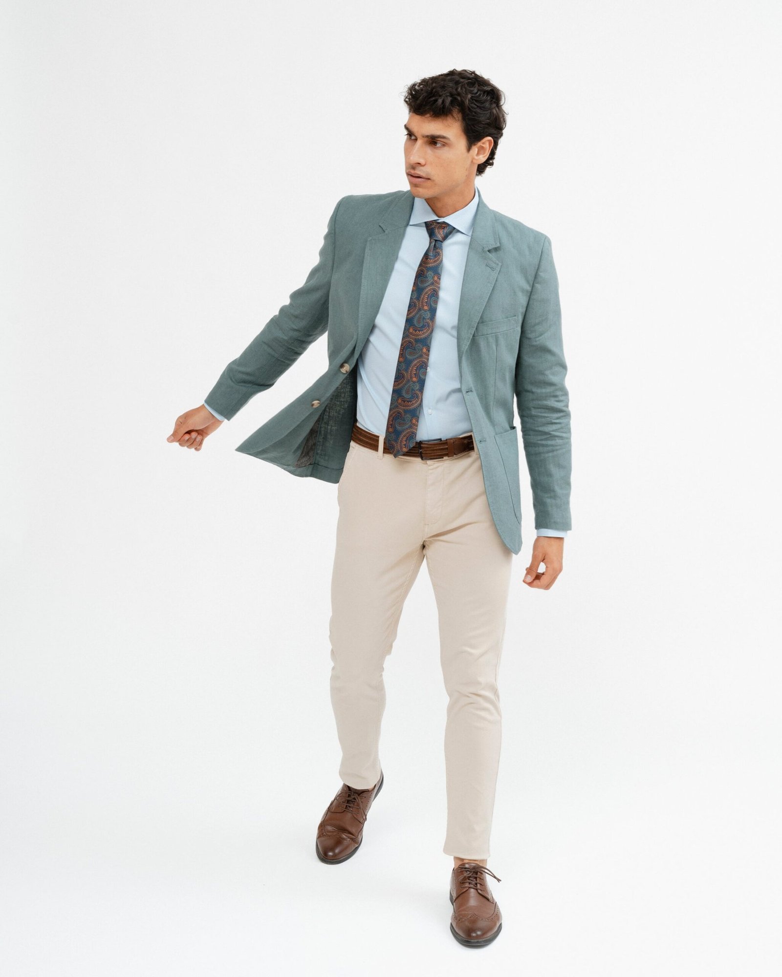 BLAZER CASUAL ESPIGAS VERDE LINO - Imagen 3