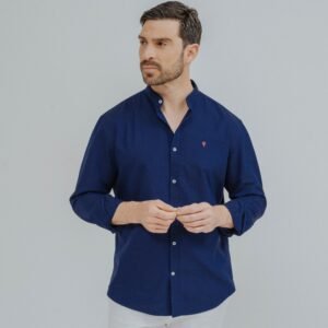 CAMISA OXFORD CUELLO MAO MARINO