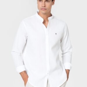CAMISA CUADRILLÉ BLANCA CUELLO MAO