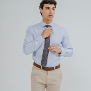 CAMISA VESTIR CELESTE BROCADO