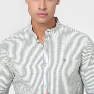 CAMISA CUELLO MAO LINO RAYA VERDE
