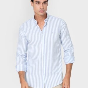 CAMISA LINO RAYA CELESTE