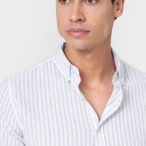 CAMISA LINO RAYA CELESTE