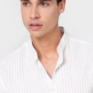 CAMISA CUELLO MAO LINO RAYA BEIGE