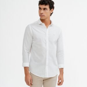 CAMISA FLAMÉ CON LINO BLANCA