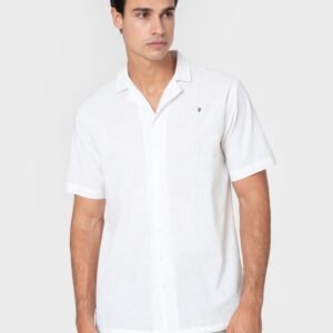 CAMISA LINO BLANCA MANGA CORTA