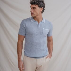 POLO TRICOT CELESTE