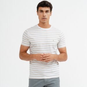 CAMISETA RAYA TEJIDA BEIGE
