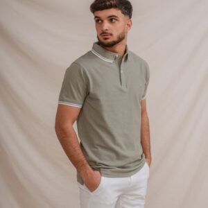 POLO BÁSICO VERDE PIQUÉ LÍNEA