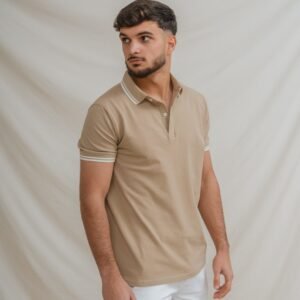 POLO BÁSICO BEIGE PIQUÉ LÍNEA