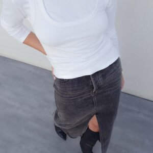 FALDA MIDI DENIM